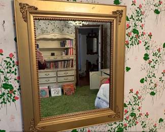 Vintage Ornate Gold Gilt Wood  Gesso Wall Mirror