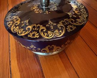 Vintage Limoges Castel Cobalt Blue and Gold Decorative Bowl with Lid