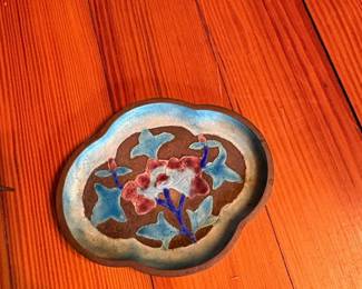 Antique Chinese Cloisonn Enamelware Cup and Saucer Set second image