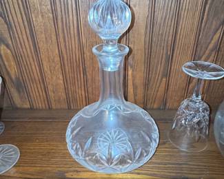Cut Crystal Decanter with Fan and Starburst Pattern