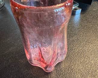 Pink Swirl Art Glass Tumbler