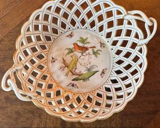Herend Porcelain Rothschild Bird Reticulated Basket