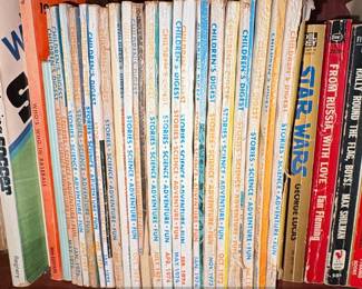 Vintage Red Arch Top Bookcase with Mixed Collection of Books fifth image