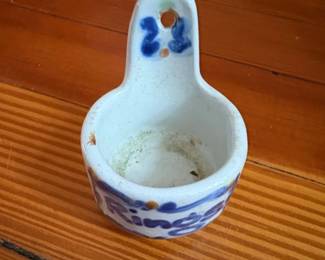 Vintage Ceramic Salt Cellar with Blue Floral Design