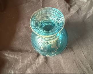 Blenko Blue Glass Vase with Applied Spiral second image