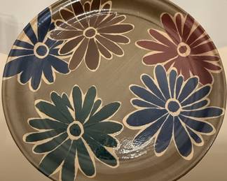 Handmade Floral Motif Pottery Platter