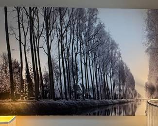 Large Canvas Print: Winter Canal Scene with Trees (Damme, Belgium)