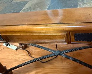 Cherry, Slate, and Iron Rustic Slate Tile Hall Console Sofa Table