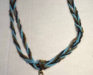 Bohemian Beaded Moon Pendant Necklace