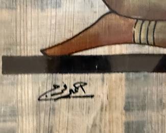 Egyptian Papyrus Painting of Isis, Osiris, and Anubis