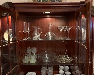 Cherry Wood Queen Anne Style Corner China Cabinet