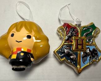 Harry Potter Hermione Granger & Hogwarts Crest Christmas Ornaments