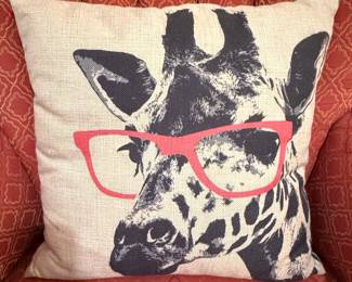 Giraffe with Pink Glasses Decorative Pillow Cover