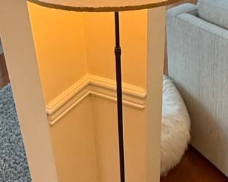Modern Floor Lamp with Linen Shade and Dark Trim