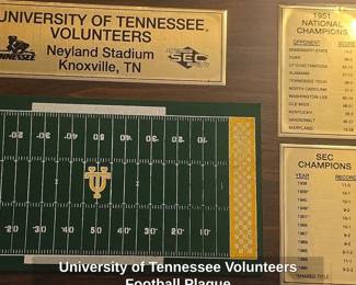 University of Tennessee Volunteers Football Plaque