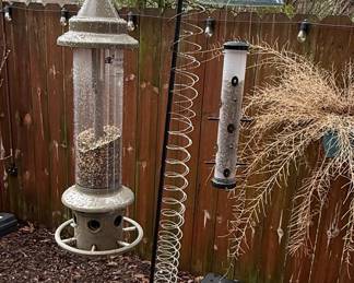 Bird Feeders on Wrought Iron Shepherd's Hook