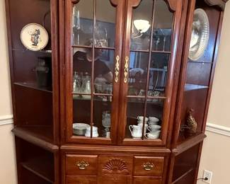 Cherry Wood Queen Anne Style Corner China Cabinet