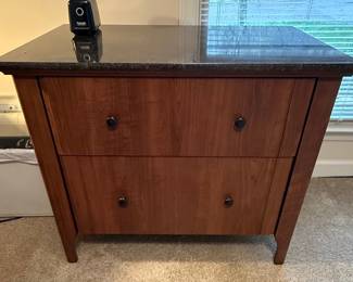 Wood Executive Desk and File Cabinet Set with Faux Granite Tops