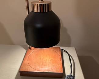 Modern Candle Warmer Lamp with Wood Base and Remote Control