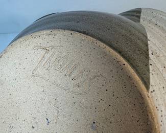 Hand-Thrown Ceramic Basket with Twisted Handle by Thomas