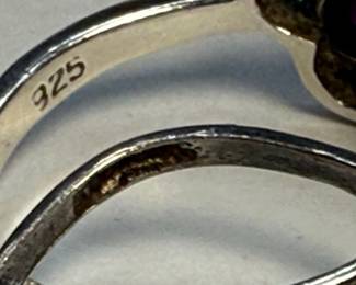 Set of Four Sterling Silver Rings with Semi-Precious Stones