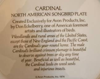 Avon North American Songbird Plate - Cardinal by Don Eckelberry (1974)