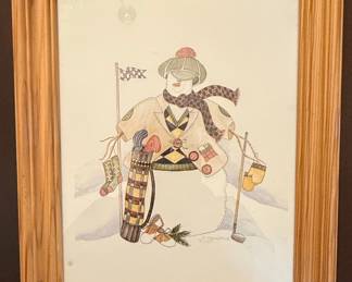 Jo Moulton "Golfing Snowman" Watercolor Print
