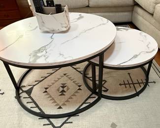 Nesting Coffee Table Set with Marble-Effect Tops