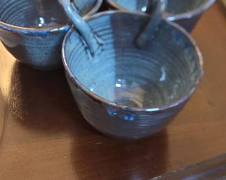 Blue Glazed Ceramic Ramekins Set