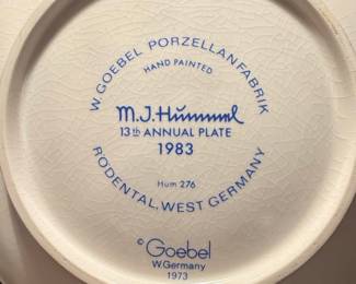 Goebel W. Germany M.J. Hummel 13th Annual Plate 1983