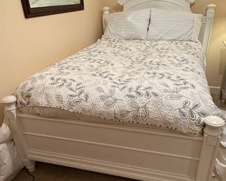 White Wooden Panel Full Size Bed Frame