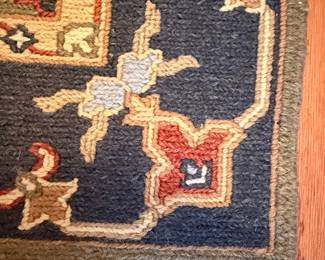 Runner Rug - Sage Green with Navy Blue and Red Accents