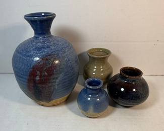 Set of Four Stoneware Pottery Vases