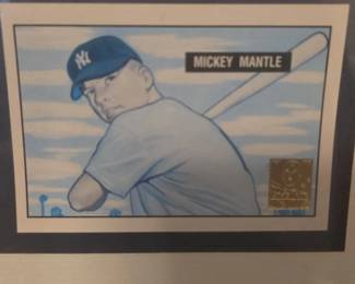 Mickey Mantle Baseball Card Display  Bowman  Topps Style Reprints second image