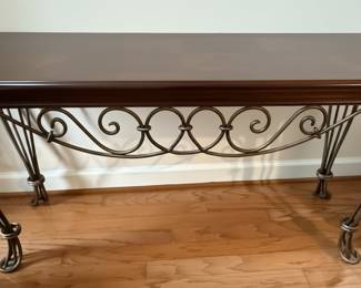 Wrought Iron Scroll Console Table