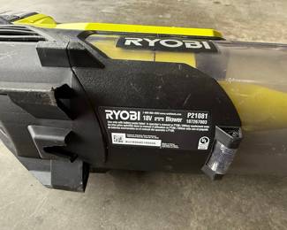 Ryobi 18V Blower, Black & Decker 22" Electric Trimmer, and Worx 24V Trimmer