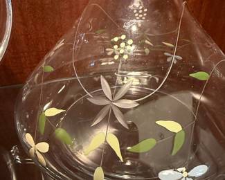 Crystal Etched Glass Pitcher and Decanter Set