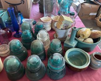 Glass telephone insulators 