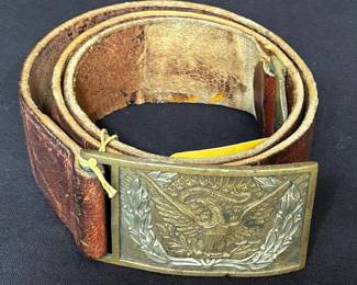 Authentic Civil War Fedearl Officer's Sword Belt Plate with leather belt - Model 1851 pattren