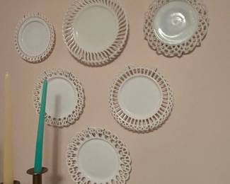 Milk glass plates