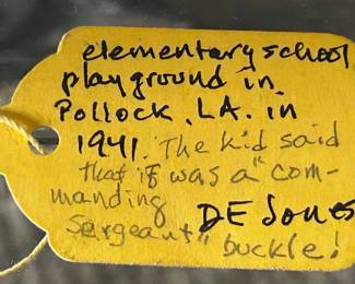 Note on CS belt buckle - purchase in 1941 from a fellow student