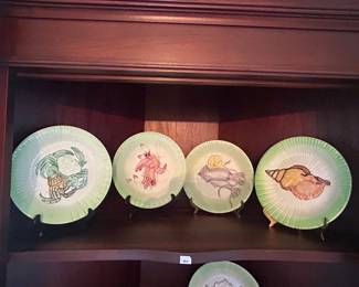 Rare Majolica Seafood Plates