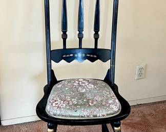 87 BlackGoldHighArrowBackStenciledWoodenHitchcockStyledChair