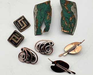 88 FourPairsofUniqueCopperEarrings