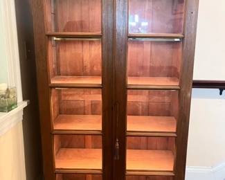 140 AntiqueLate1800sCabinetwithGlassDoorsandAddedLighting