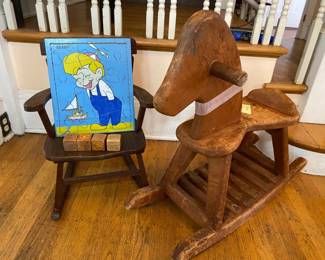 205 RockingHorseandChairWoodenToysfeatBeanyCecilWoodPuzzle