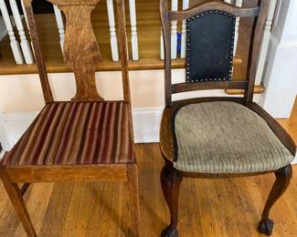 70 TwoAntiqueWoodDiningChairs