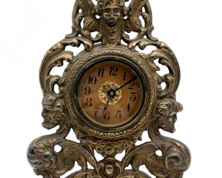 5 VictorianEraArtNouveauCastIronShelforMantelClock