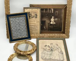 176 AntiqueGoldTonePictureFramesandMirrors