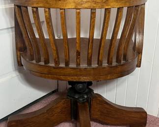 110 ArtsandCraftsEraAntiqueWoodenRollingDeskChair